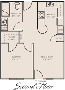 First-Floor - One Bedroom / One Bath - 535 Sq.Ft.*